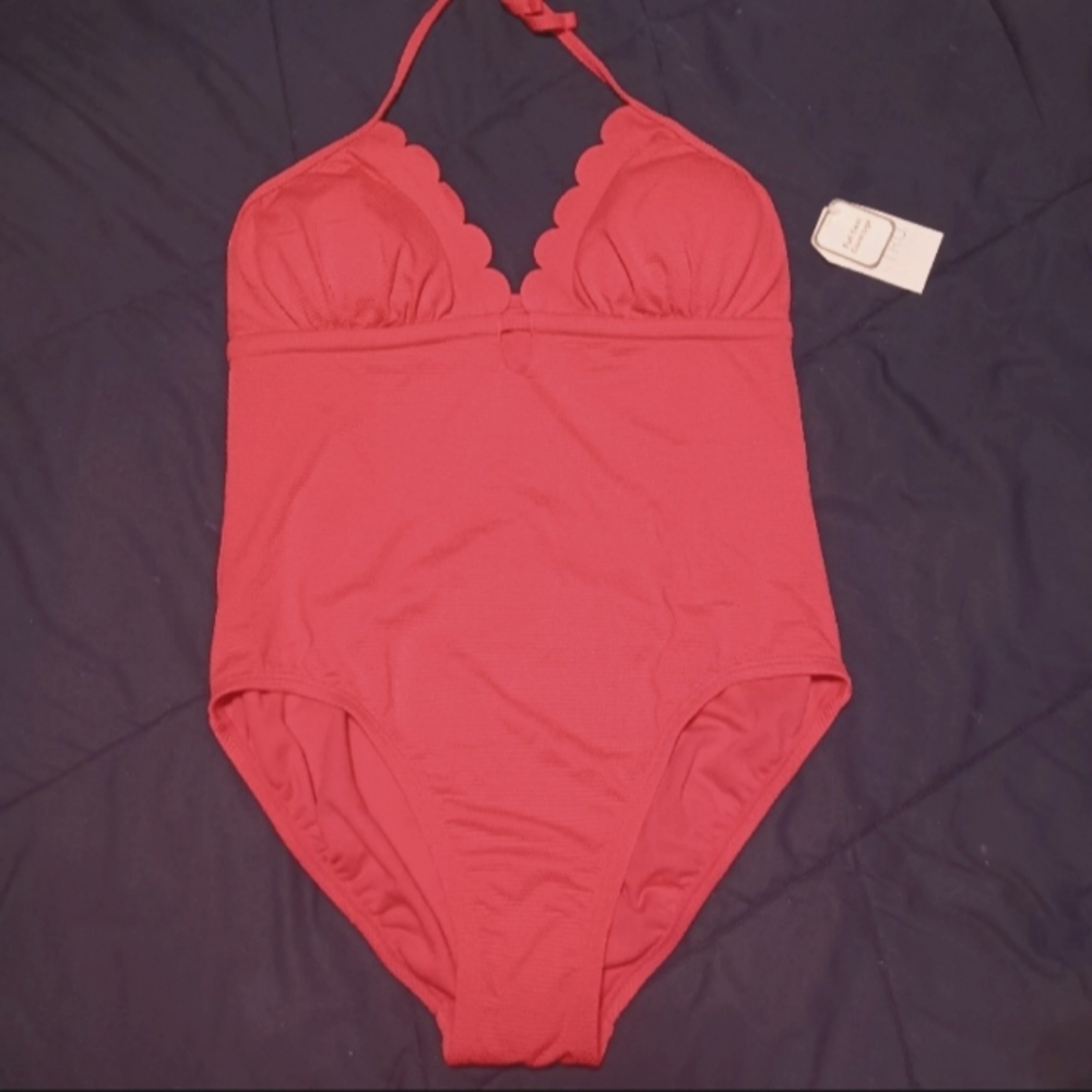 Time & Tru Women's One Piece Swimsuit Medium in Coral w/Free Cover-Up